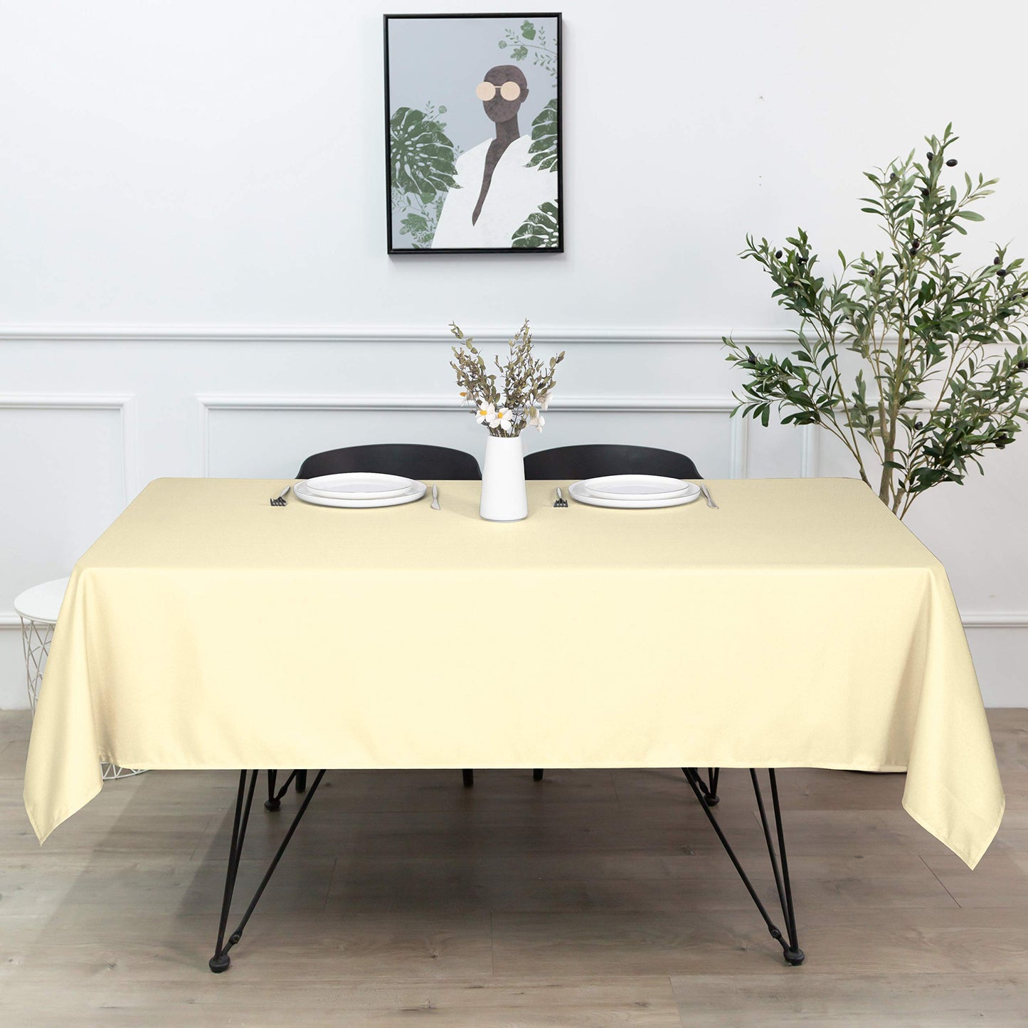sancua Rectangle Tablecloth - 60 x 120 Inch - Stain and Wrinkle Resistant Washable Polyester Table Cloth, Decorative Fabric Table Cover for Dining Tables, Buffet Parties and Camping, Beige