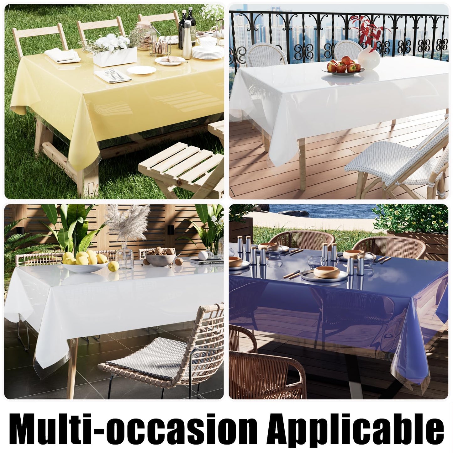 Smiry Rectangle Table Cloth 60x84 Inch, Waterproof Wipeable Vinyl Tablecloths Protector, Oil Spill Proof Plastic Table Cover for Dining, Picnic, Camping, Outdoor, Clear