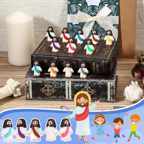 Bememo 12 Pcs Little Jesus Love You Figures - Vibrant Rubber Easter Party Favors for Baptism & Sunday School