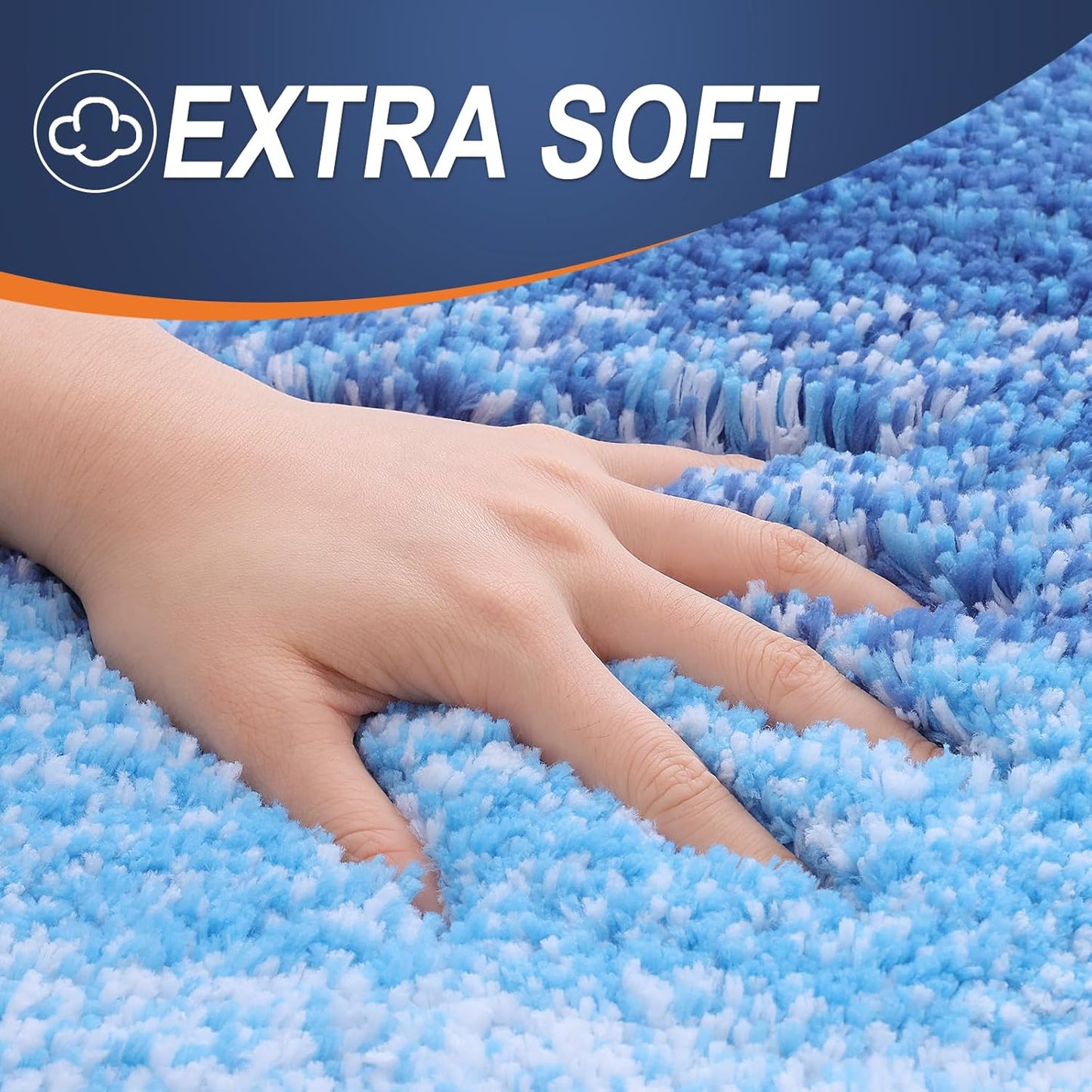 OLANLY Bathroom Runner Rug - Extra Soft Microfiber Mat 70x24 | Quick Dry & Rubber Backing in Light Royal Blue