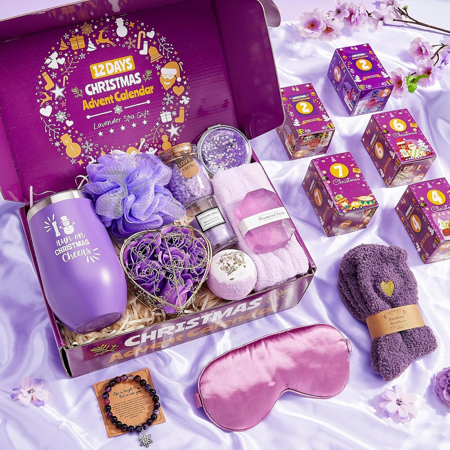 Unique Lavender Spa Gifts Basket Set | Advent Calendar 2025 - 12 Days of Relaxation for Women