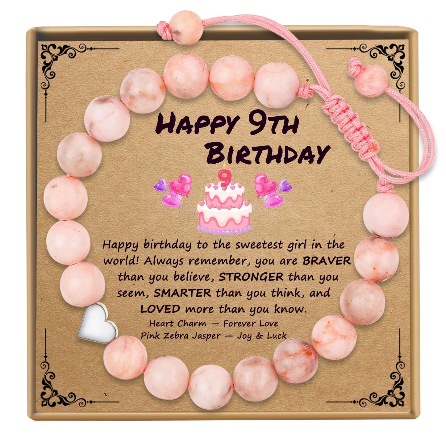 Sereney 9 Year Old Girl Birthday Gifts, Adjustable Beaded Bracelets as 9th 9yr Nine Year Old Birthday Gifts for Girls Daughter Niece Granddaughter