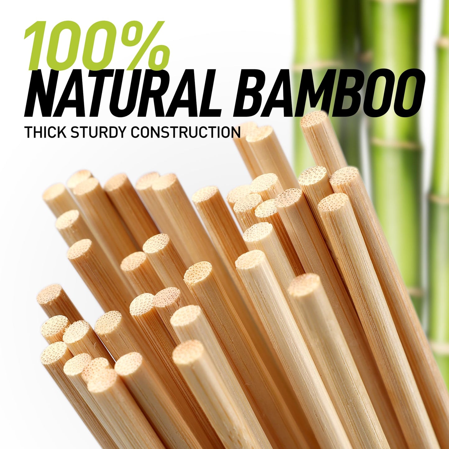 Zulay Kitchen 100-Pack Natural Bamboo Skewers – 6" Durable 4mm Roasting Sticks for BBQ, Grilling, Kabobs, Chocolate Fountain, Fruits & Crafts