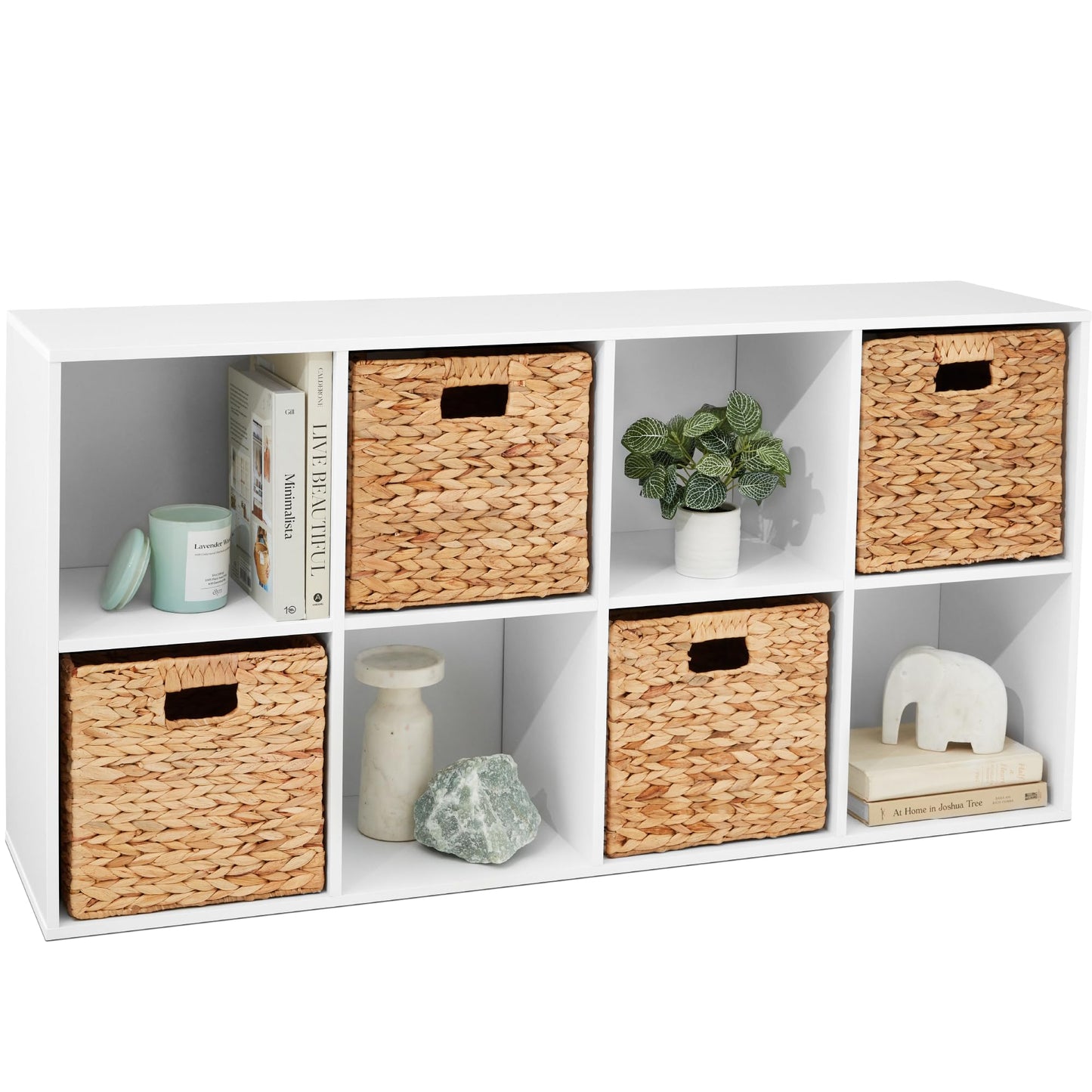 Best Choice Products 8-Cube Storage Organizer, 13.5in Shelf Opening, Bookcase, Display Shelf, Customizable w/ 2 Removable Back Panels – White