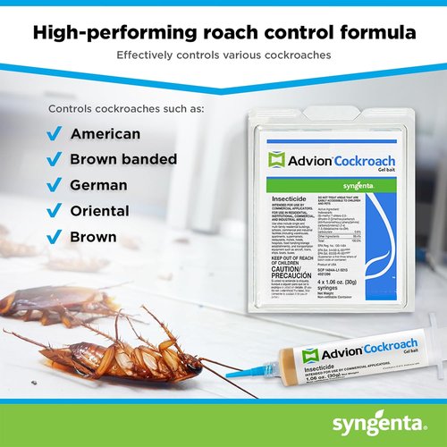 Advion Cockroach Gel Bait - Effective Roach Killer Gel for Indoor & Outdoor Use | 4 Tubes x 30g, 1 Plunger & 2 Tips