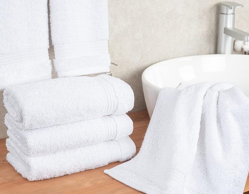 Cotton Paradise Hand Towels - 100% Turkish Cotton, Soft & Absorbent 4-Piece Set | White