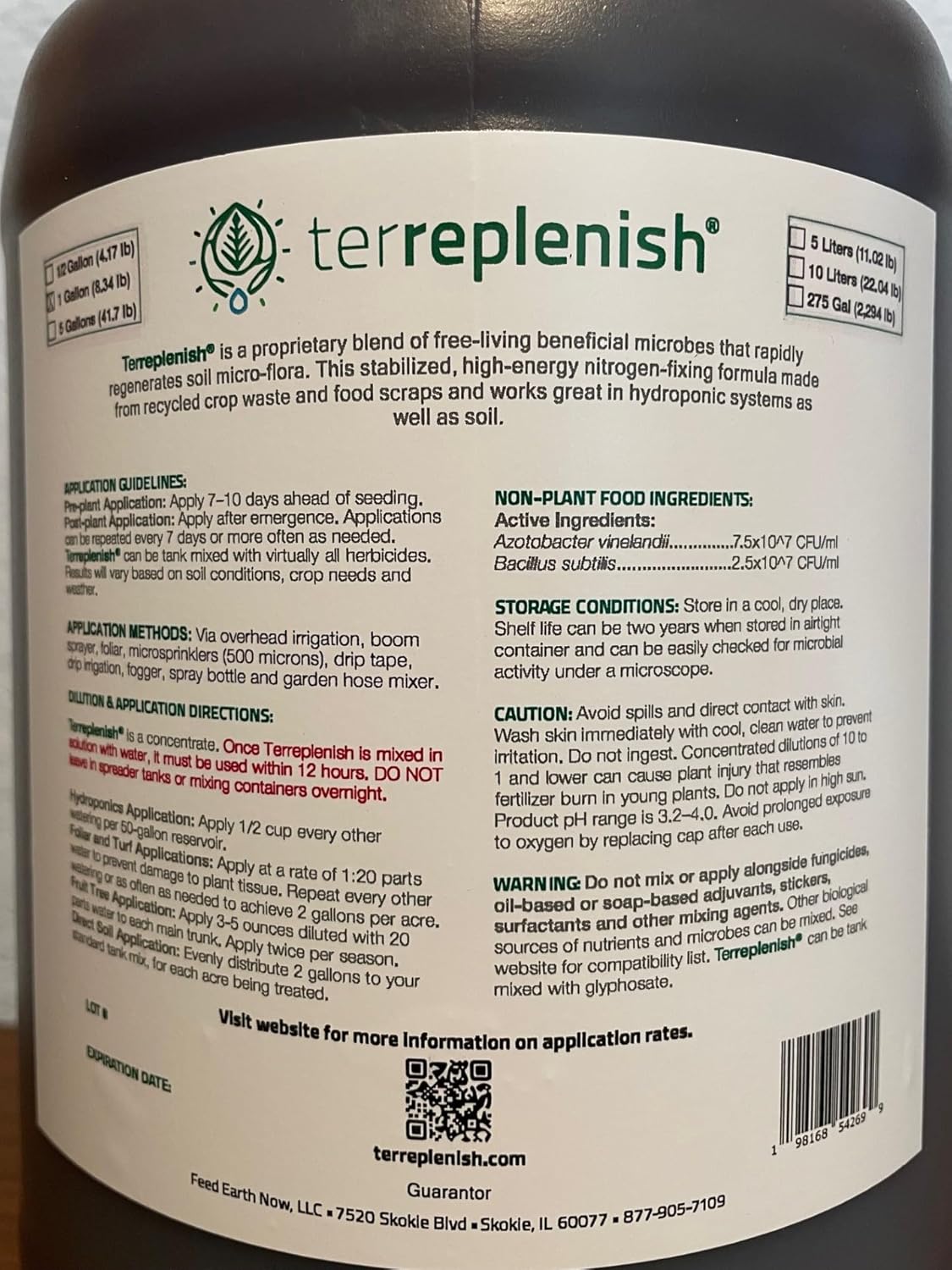 Liquid Microbial Soil Amendment - 1 Gallon Concentrate for Gardening & Lawn Care