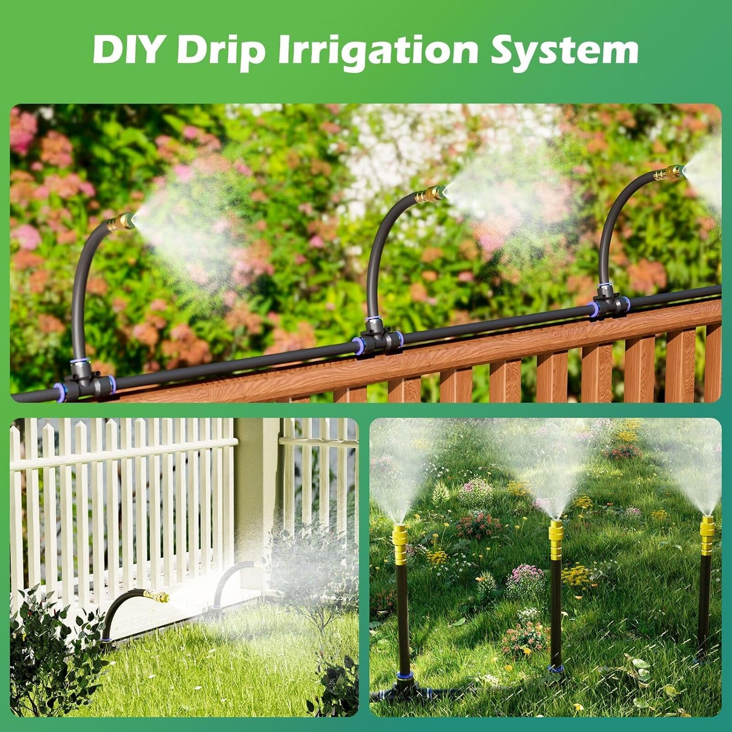 Skiennix Drip Irrigation System - 66 FT with 20 Adjustable Nozzles for Efficient Garden Watering