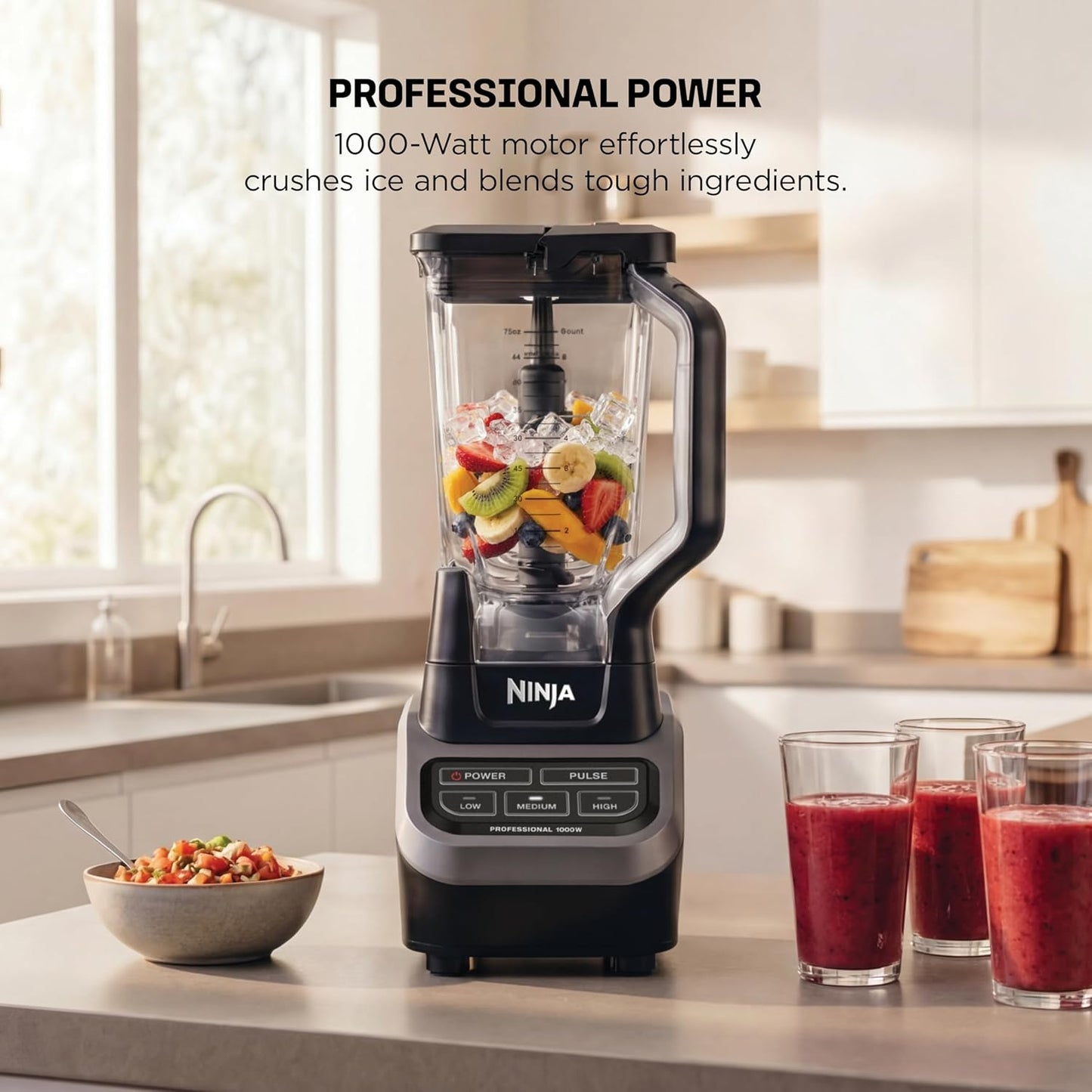 Ninja Professional Blender - 1000W Smoothie Maker with Total Crushing™ Technology | XL 72-oz. Pitcher in Black & Grey