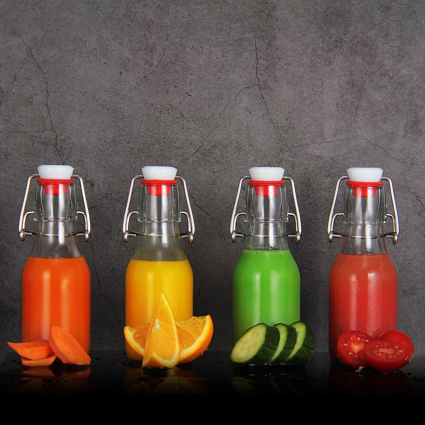 YEBODA 9 Pack 4oz Swing Top Glass Bottles,Small Flip Top Glass bottles with airtight Caps for Home Brewing,Kombucha,2nd Fermentation,Kefir,Beverages,Soda,Oils,Vinegar,Limoncello,Vanilla extract