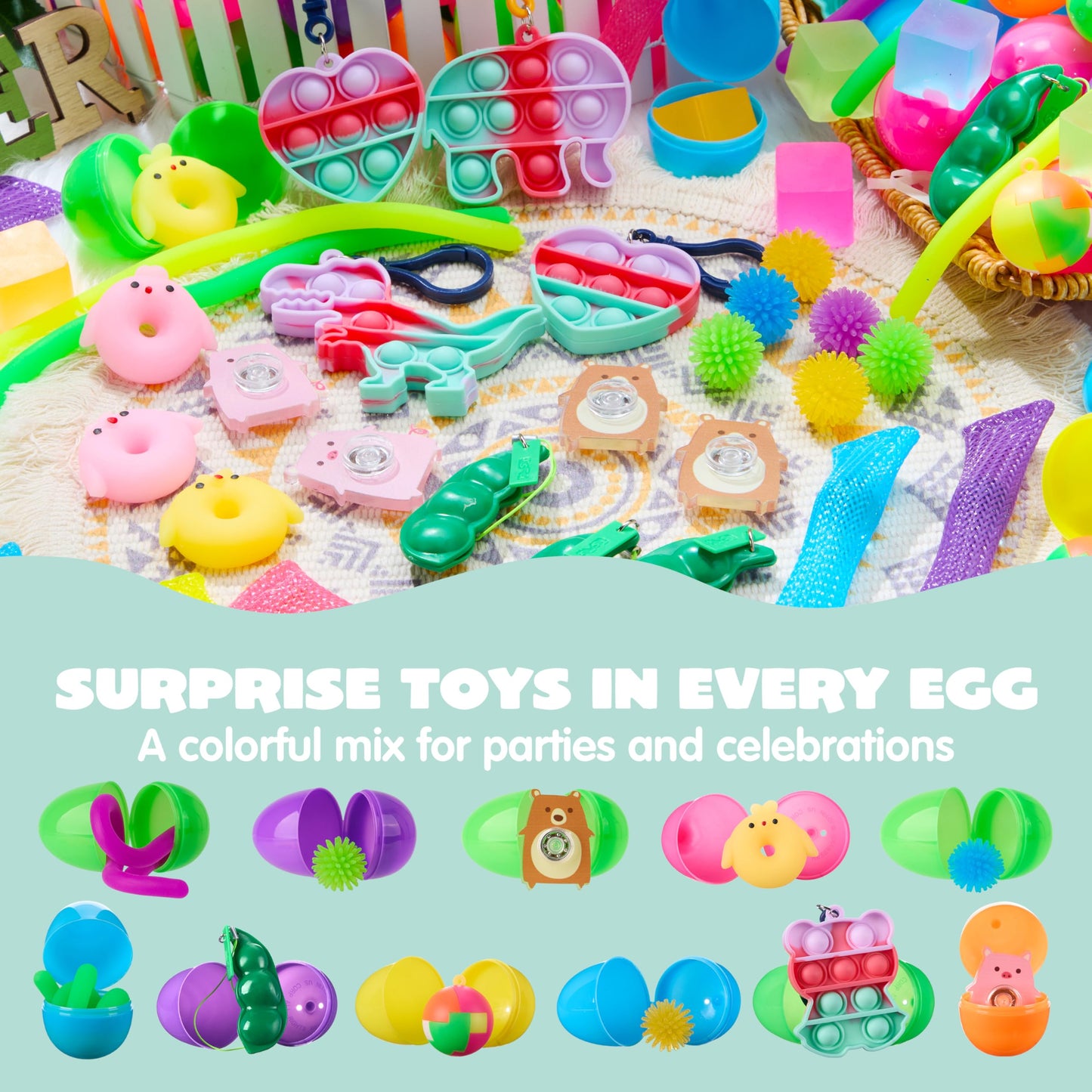 JOYIN 48Pcs Prefilled Easter Eggs with Assorted Toys, Filled Easter Eggs, Easter Egg Hunt, Easter Basket Stuffers for Toddler