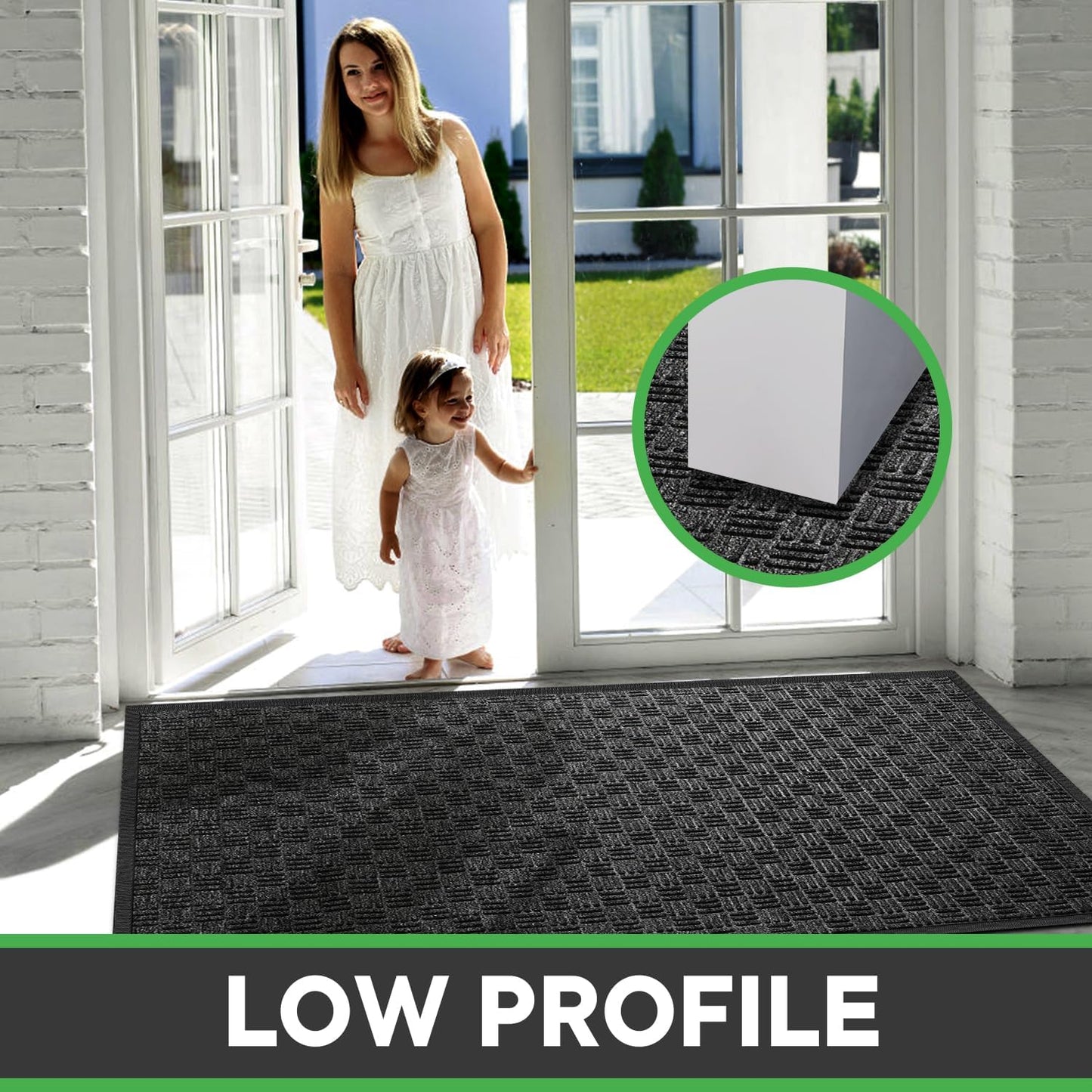 Mibao Heavy-Duty Welcome Mat - Durable Waterproof Dirt Trapper for Entryway | 29.5" x 17", Grey