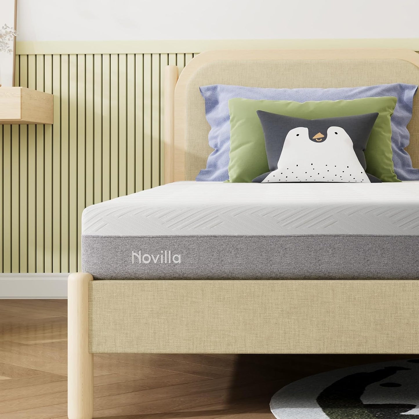 Novilla Twin XL Mattress - 8-Inch Memory Foam for Pressure Relief & Plush Comfort | Grey & White