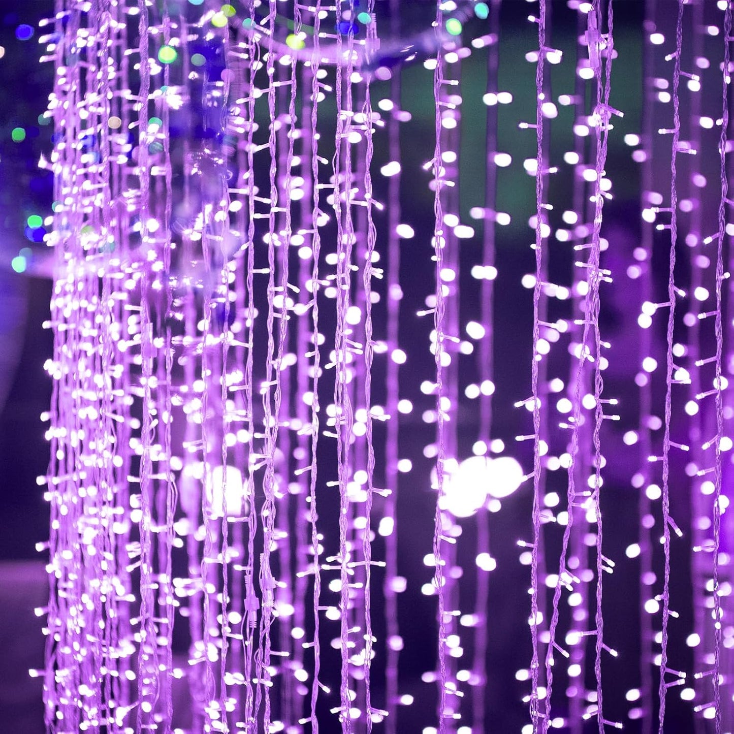 300 LED Twinkle Star Curtain String Lights - Warm White for Wedding, Home & Garden Decor