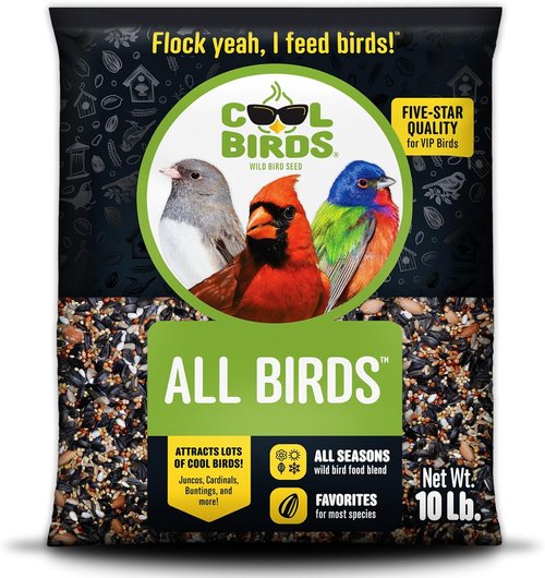 Cool Birds Wild Bird Seed - 10 lb Classic Blend with Black Oil Sunflower & Peanuts | Balanced Outdoor Bird Food