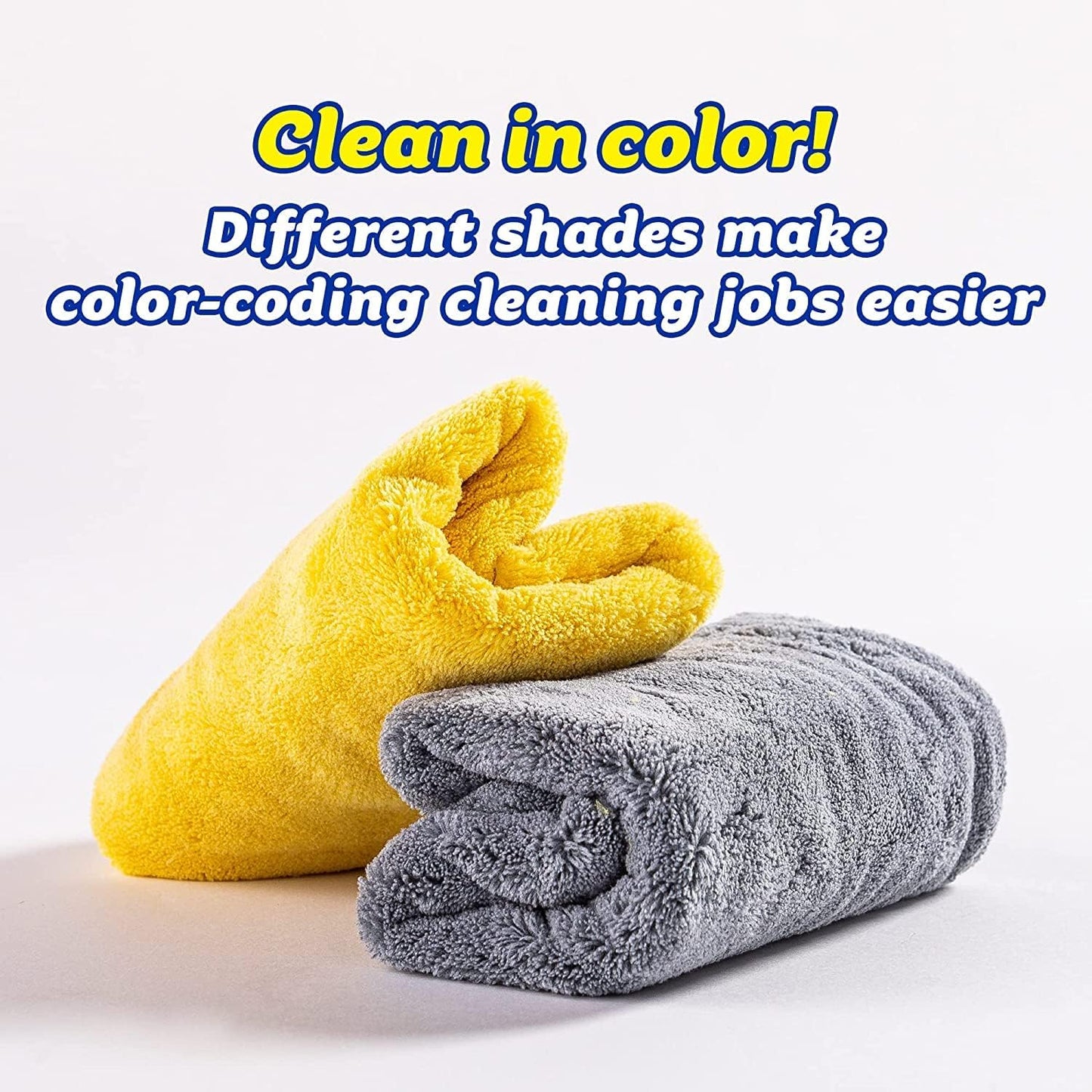 Scrub Daddy Microfiber Cloths - Ultra Plush All-Purpose Cleaning Towels - Grey & Yellow (2 Pack)