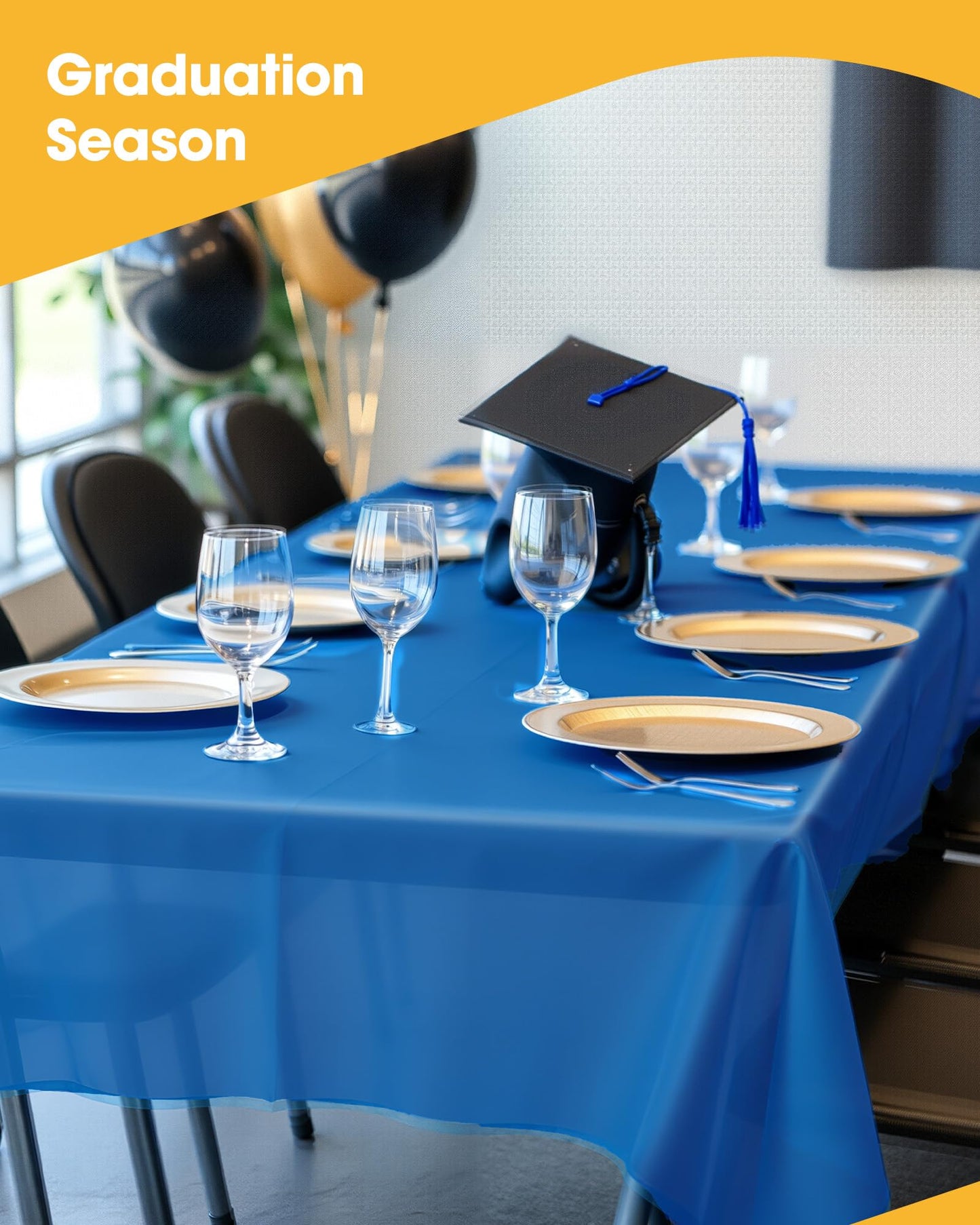 Niuara Blue Plastic Table Cloth - 4 Pack 54" × 108" Rectangle Disposable Tablecloths for 6FT Tables, Table Cover for Party, Holiday & Gathering Use
