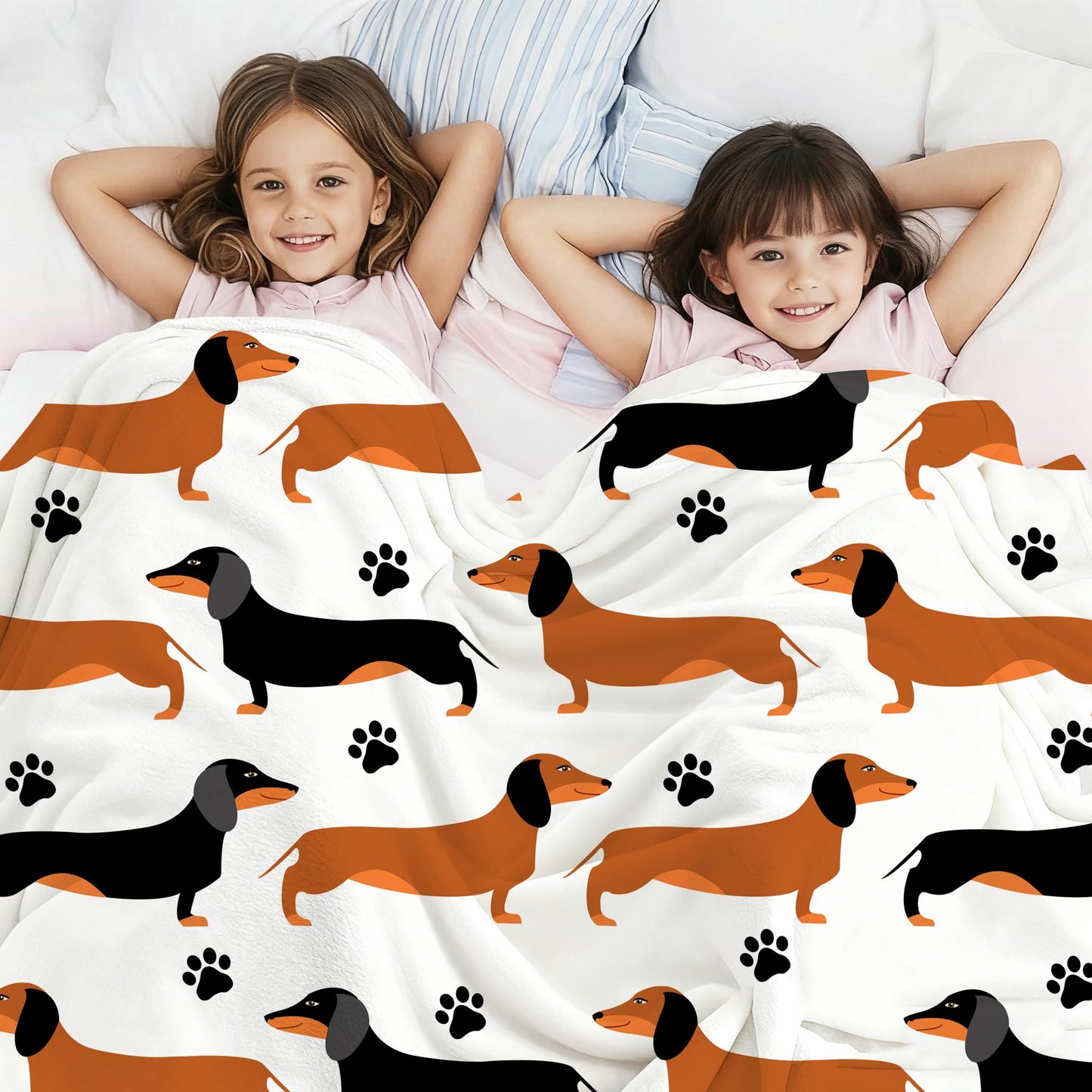 Dachshund Throw Blanket Bedding Super Soft Warm Flannel Blankets for Kids Adults Bedroom Living Room Sofa 50"x40"