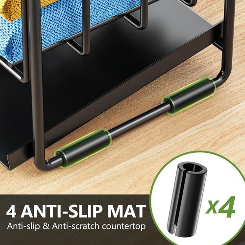 Cisily 2-Tier Kitchen Sink Caddy Organizer - Flexible Dish Brush & Sponge Holder | Stainless Steel Storage Solution