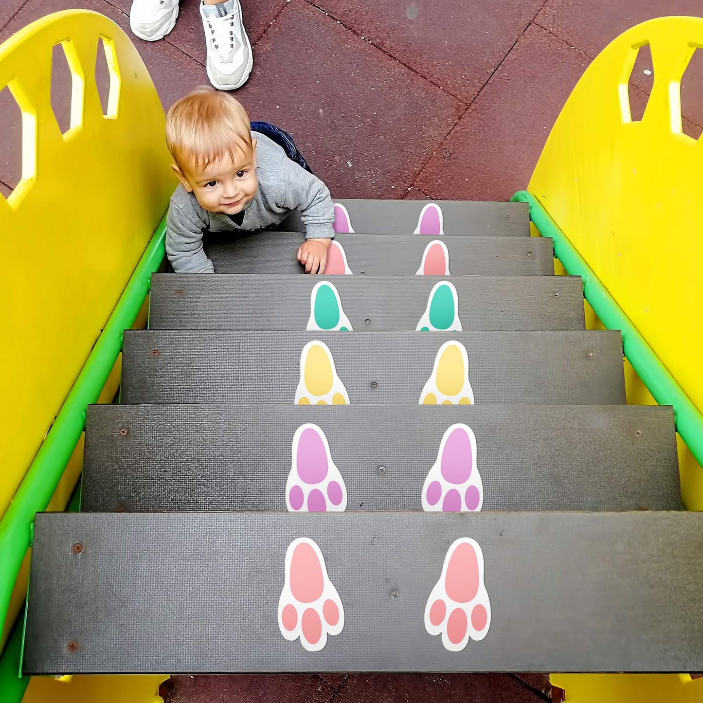 Zonon 20 Pairs of Easter Bunny Stickers Bunny Paw Prints Footprints Floor Clings Decals Rabbit Footprints Rabbit Paw Stickers for Floor Ceiling Window Wall Easter Day Party Supplies, 4 Colors