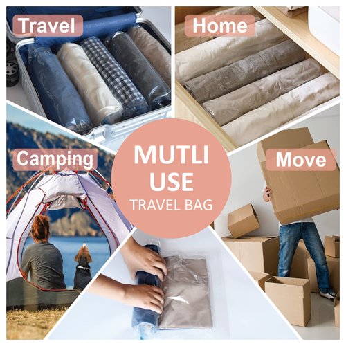Cozy Essential Compression Bags for Travel - Travel Essentials - 20 Pack Space Saver Bags - No Vacuum Needed - Compression Packing Bags for Cruise Accessories