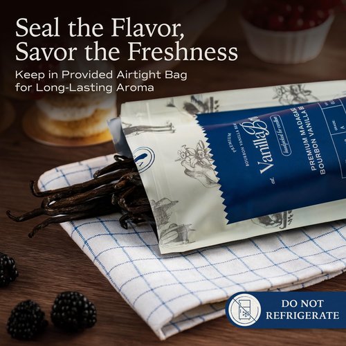 30 Madagascar Vanilla Beans Grade A - Gourmet Bourbon Vanilla Pods 6.3-8.3" - For Baking, Cooking & Homemade Vanilla Extract - VanillaBros