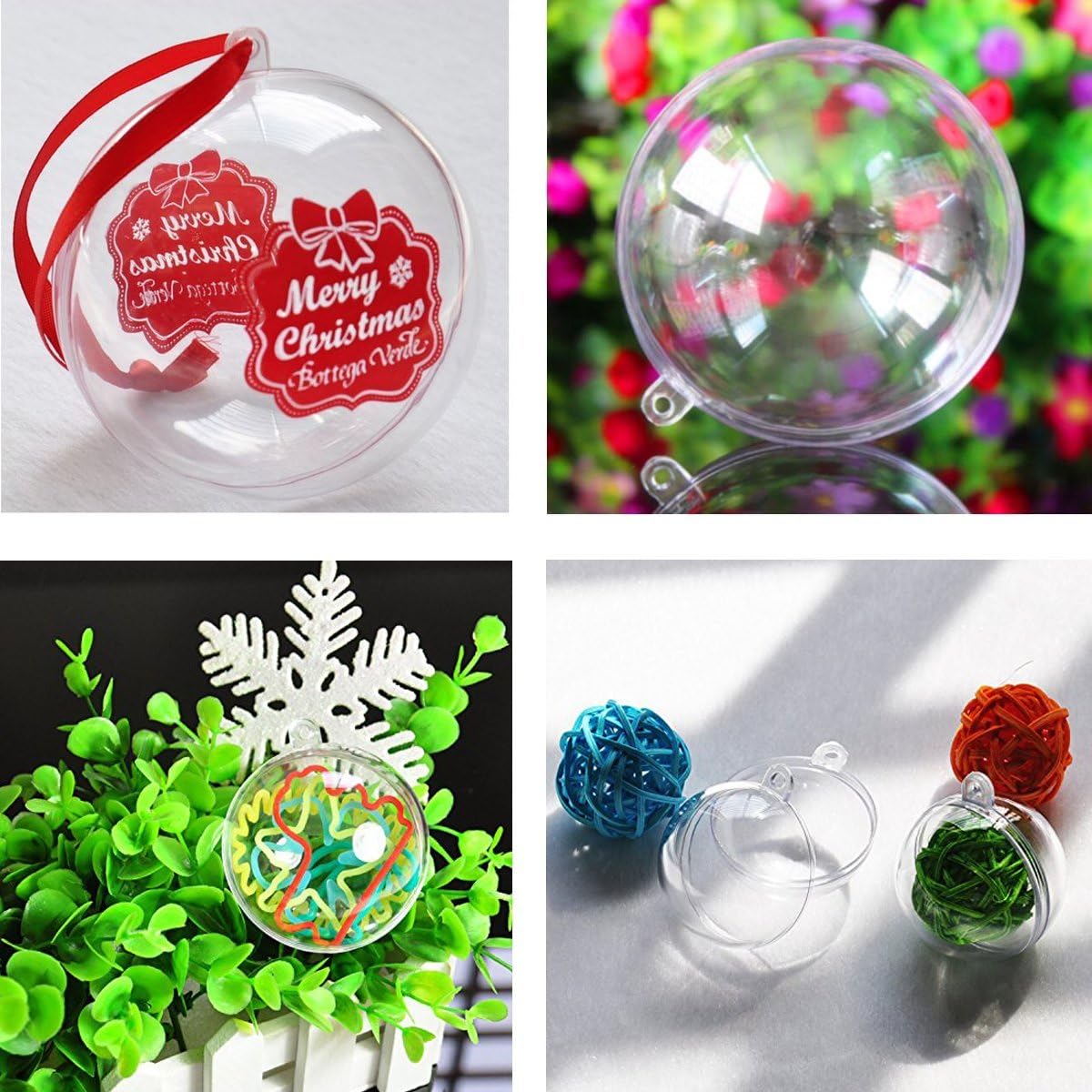 Clear Plastic Fillable Christmas Ornaments - 3.15” DIY Craft Balls, Pack of 10