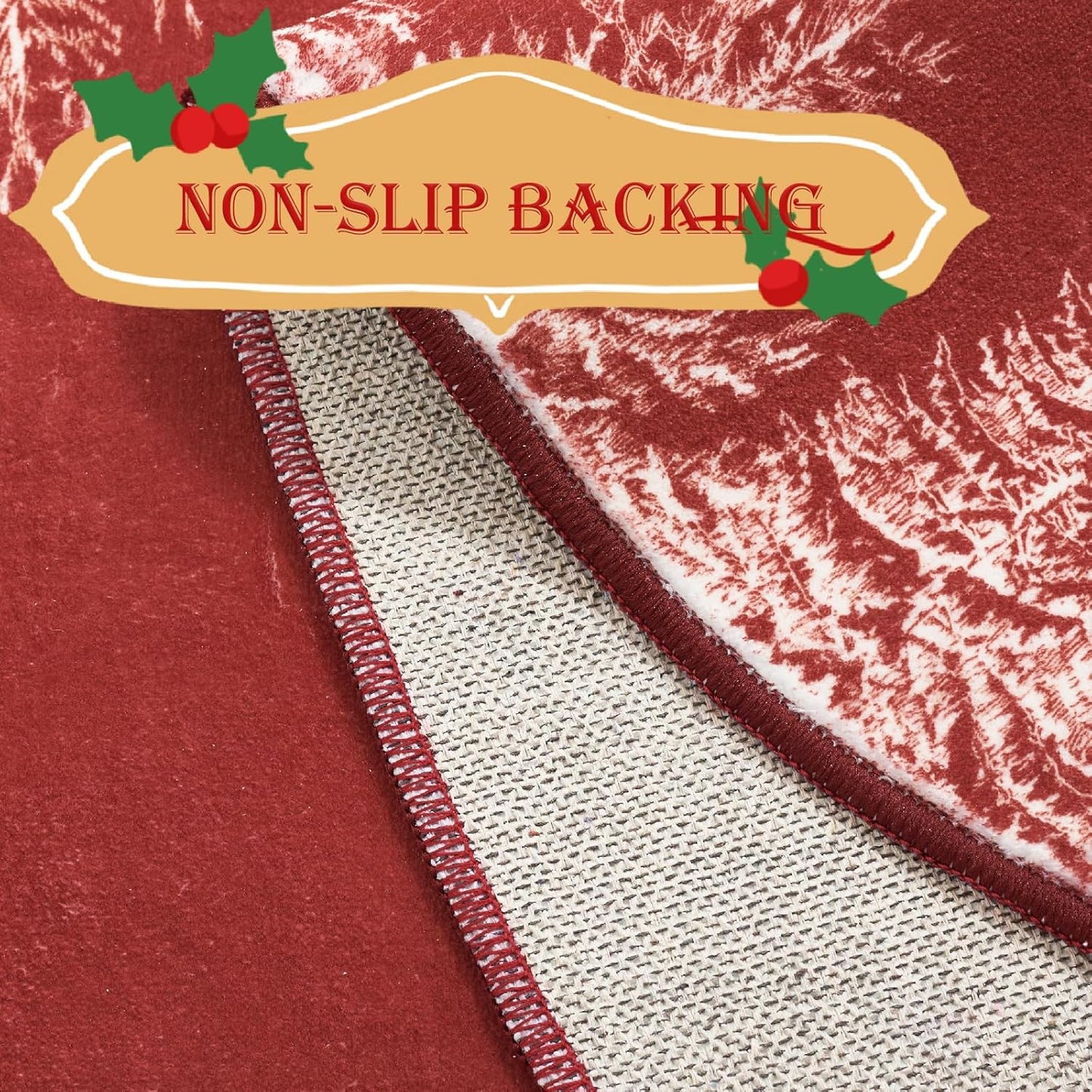 COLLACT Christmas Round Rug 5ft Area Rug Red Xmas Tree Washable Non Slip Soft Circle Round Holiday Decor Floor Carpet for Kitchen Bedroom Bathroom Laundry Foyer Nursery Living Room