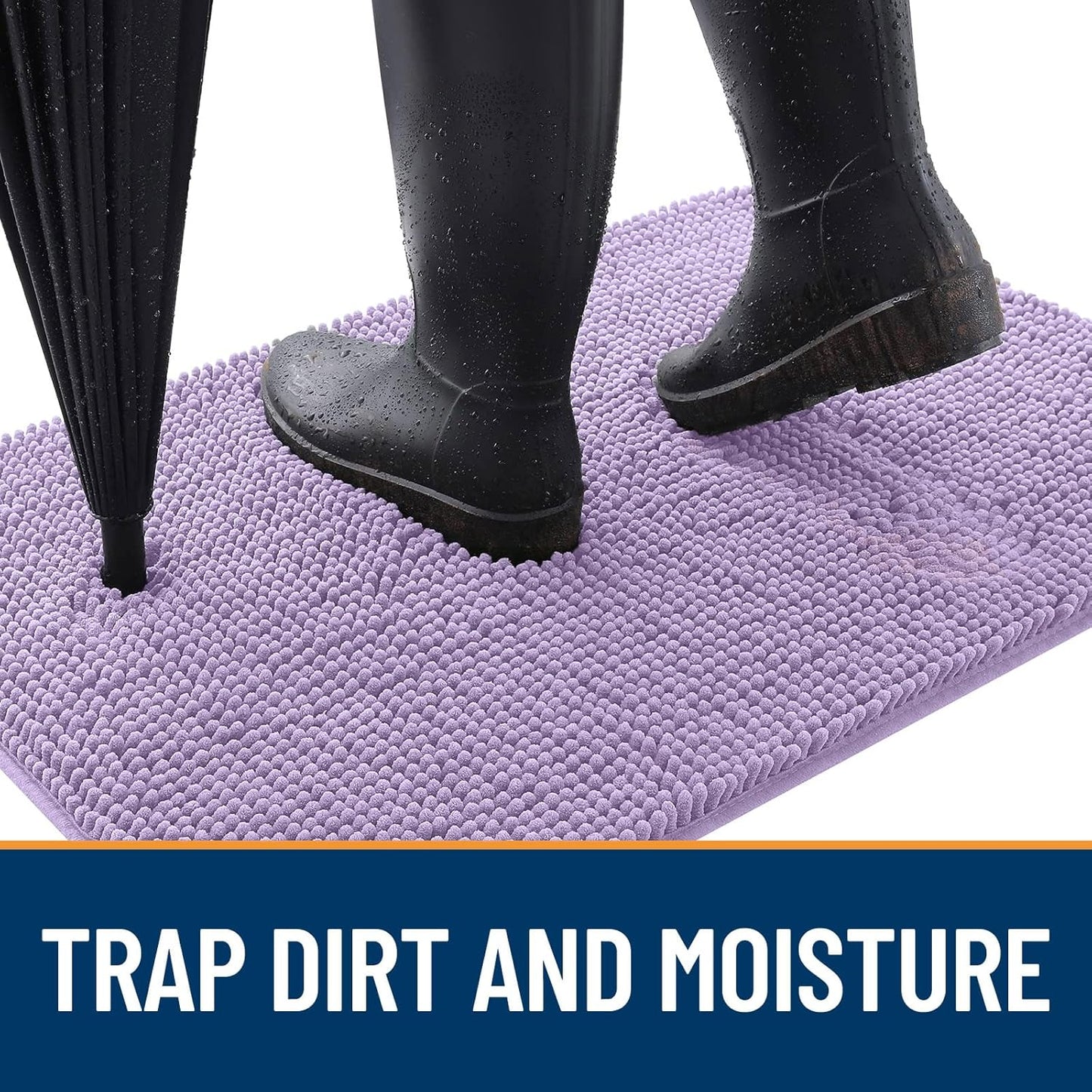 OLANLY Dog Door Mat - Absorbent Non-Slip Mud Mat for Dogs | Quick Dry Chenille, 70x24, Lavender