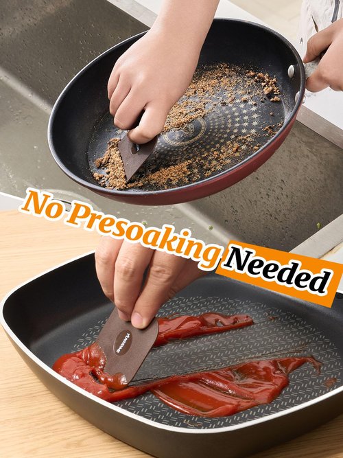6 Pcs Pan Scraper Tool Set, Plastic Dish Scraper for Bowl, Non-Scratch Pot Scrapers for Cast Iron, Non-Slip, Food Safe, Cookware Cleaning Gadgets for Bench, Durable Kitchen Gadgets Gift