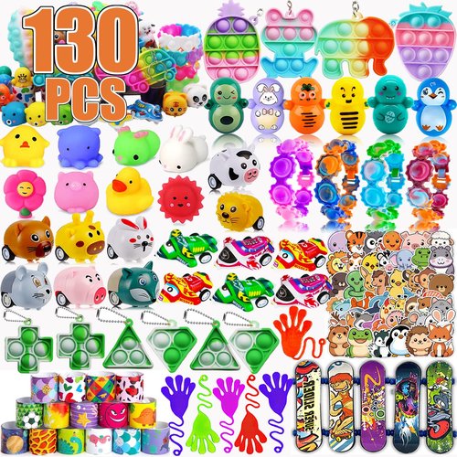 130 Pcs Party Favors for Kids, Easter Basket Egg Fillers, Treasure Box Toys, Classroom Prizes, Pinata Filler Goodie Bag Stuffers, Treasure Chest, Carnival Prize Box Toys for Boys Girls 4-8-12