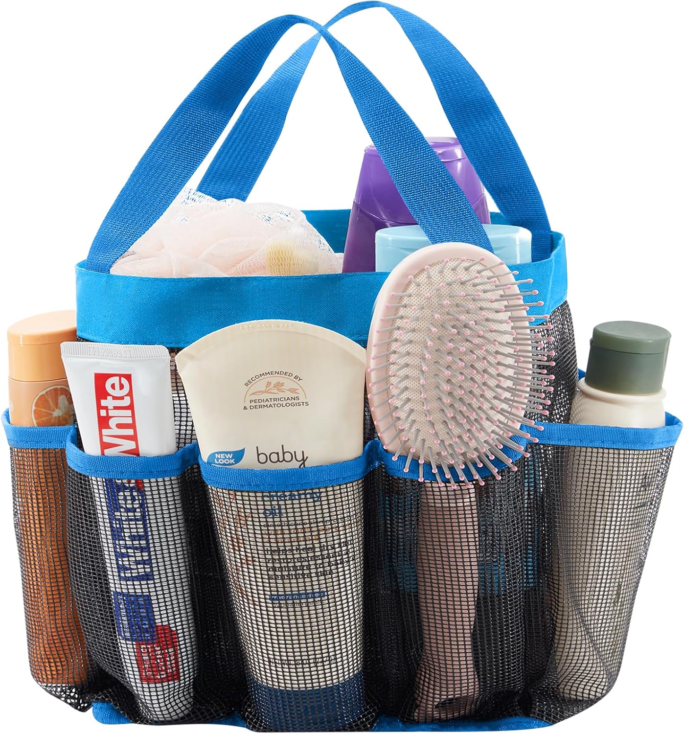 Lifewit Mesh Shower Caddy - Portable 7-Pocket Organizer Tote for College Dorms & Travel - Blue