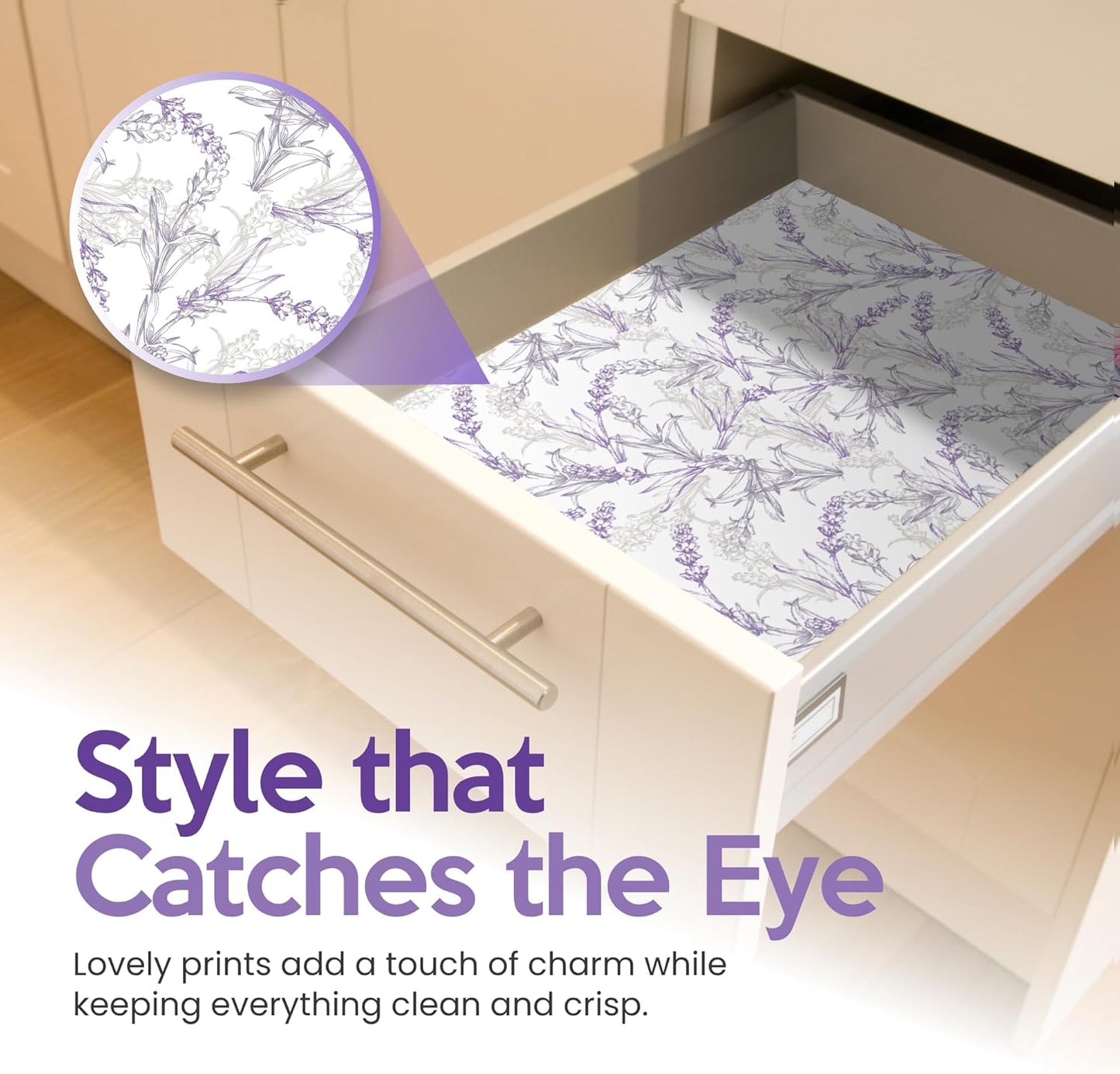 Linda's Essentials Lavender Scented Drawer Liners - 10 Large Non-Adhesive Sheets (19.7" x 14.4") for Dresser & Closet