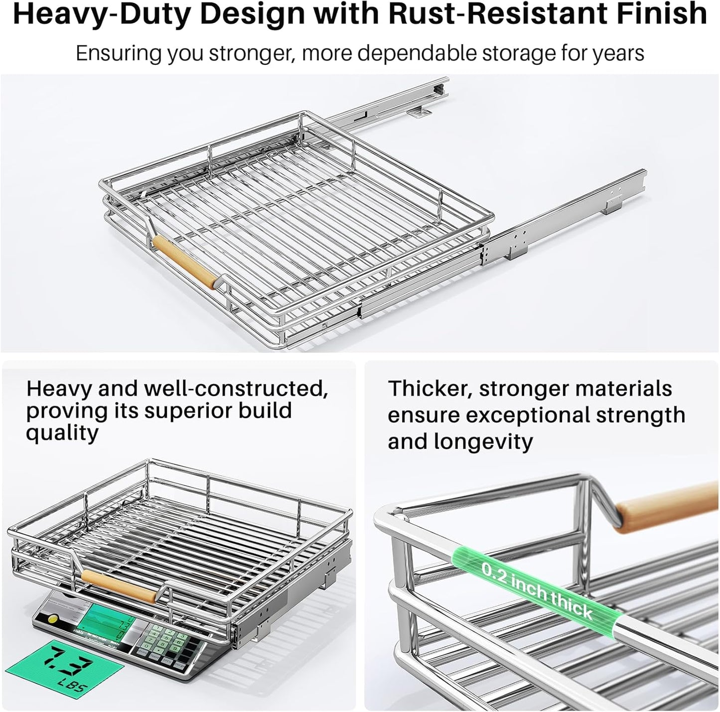 Pull Out Cabinet Organizer - Heavy Duty Sliding Shelves for Pots and Pans | 18"W x 21"D