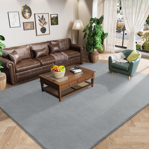 Amearea Large Modern Area Rugs for Bedroom Living Room, 5x8 Feet Grey Thickened Memory Foam Rug, Fluffy Indoor Washable Rugs Non Slip Minimalist Carpet for Boys Girls Dorm Nursery Room Decor