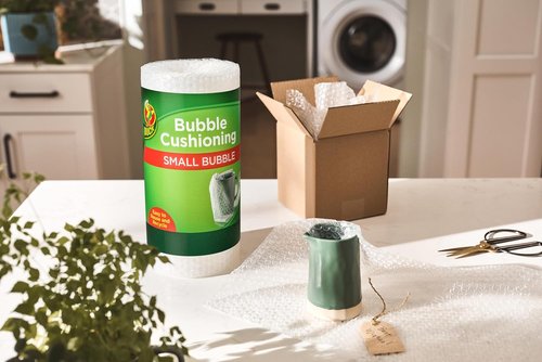 Duck Brand Small Bubble Cushioning Wrap - 30 FT Clear Packing Roll for Moving & Shipping Protection | Perforated Every 12 IN