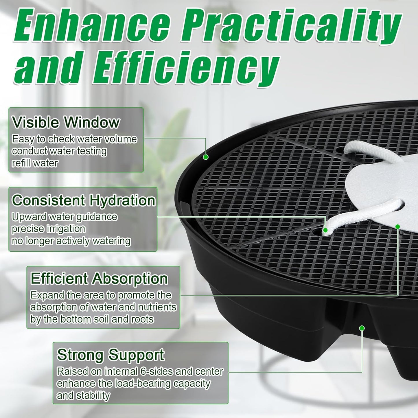 Skiennix Self-Watering Plant Saucer - Auto-Irrigation System for 5 Gallon Fabric Pots | 4 Pcs Set