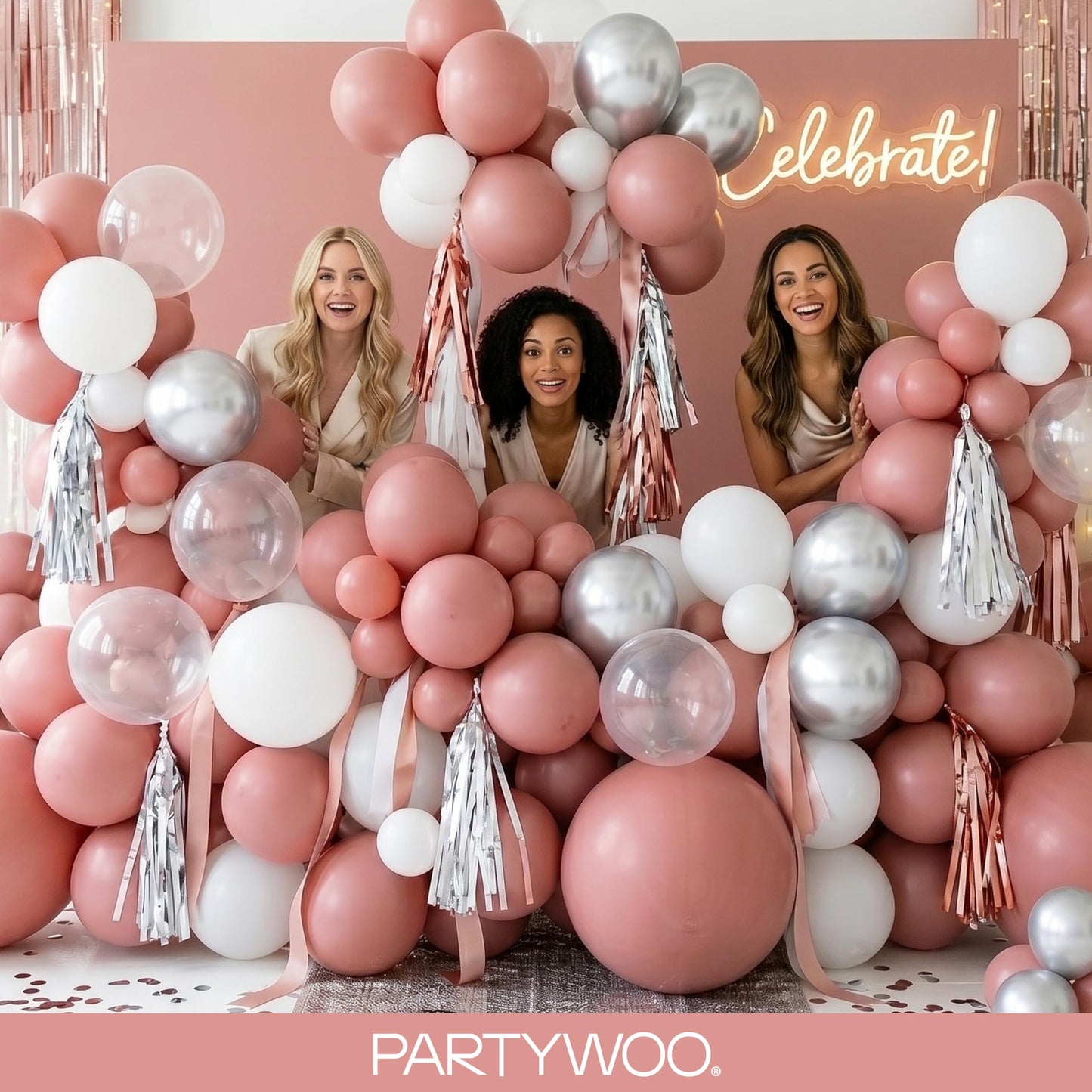 PartyWoo Dusty Pink Balloons 100pcs Different Sizes of 18 12 10 5 Inch Blush Pink Dusty Rose Boho Netural Balloon Arch Kit Garland for Baby Shower Princess Girl Birthday Party Decorations Pink-F01