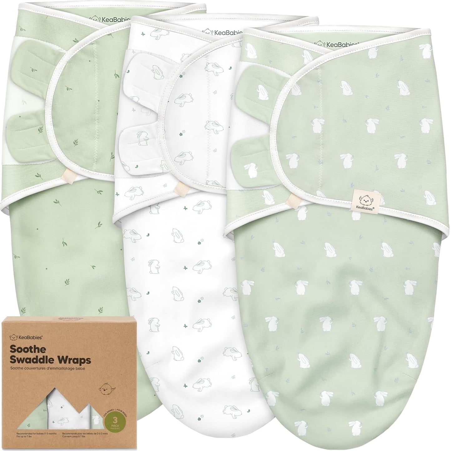 Organic Baby Swaddle Sleep Sacks by 3-Pack | Soft & Snug for Newborns 0-3 Months | Adorable Bunnies Design