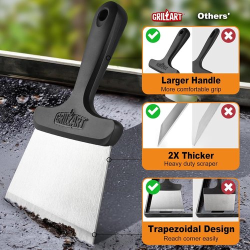 GRILLART Griddle Cleaning Kit - Multifunctional Accessories for Blackstone Grills | Includes Scraper & Stone