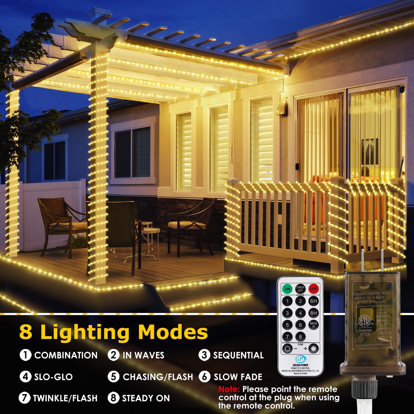 OMIKA Connectable 66FT 800 LED Thin Rope Lights Outdoor, Warm White Fairy Lights Plug in, Outdoor String Light Waterproof Decorative Lighting for Deck Patio Yard Garden Pathway Camping Indoor Decor