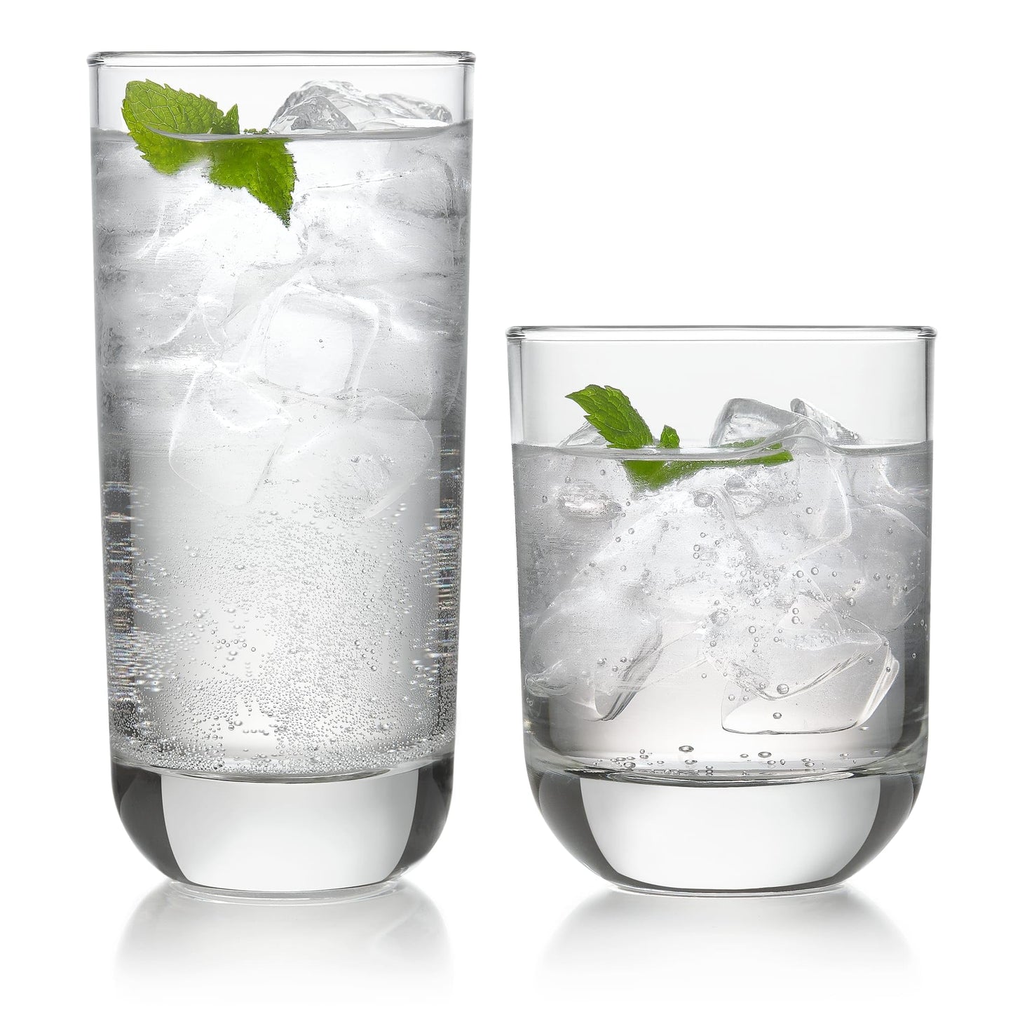 Libbey Drinking Glasses Polaris Tumbler and Rocks Set of 16, Clear, Sturdy Drinkware Glasses Set, Kitchen Glassware for Cocktails, Soda, and More