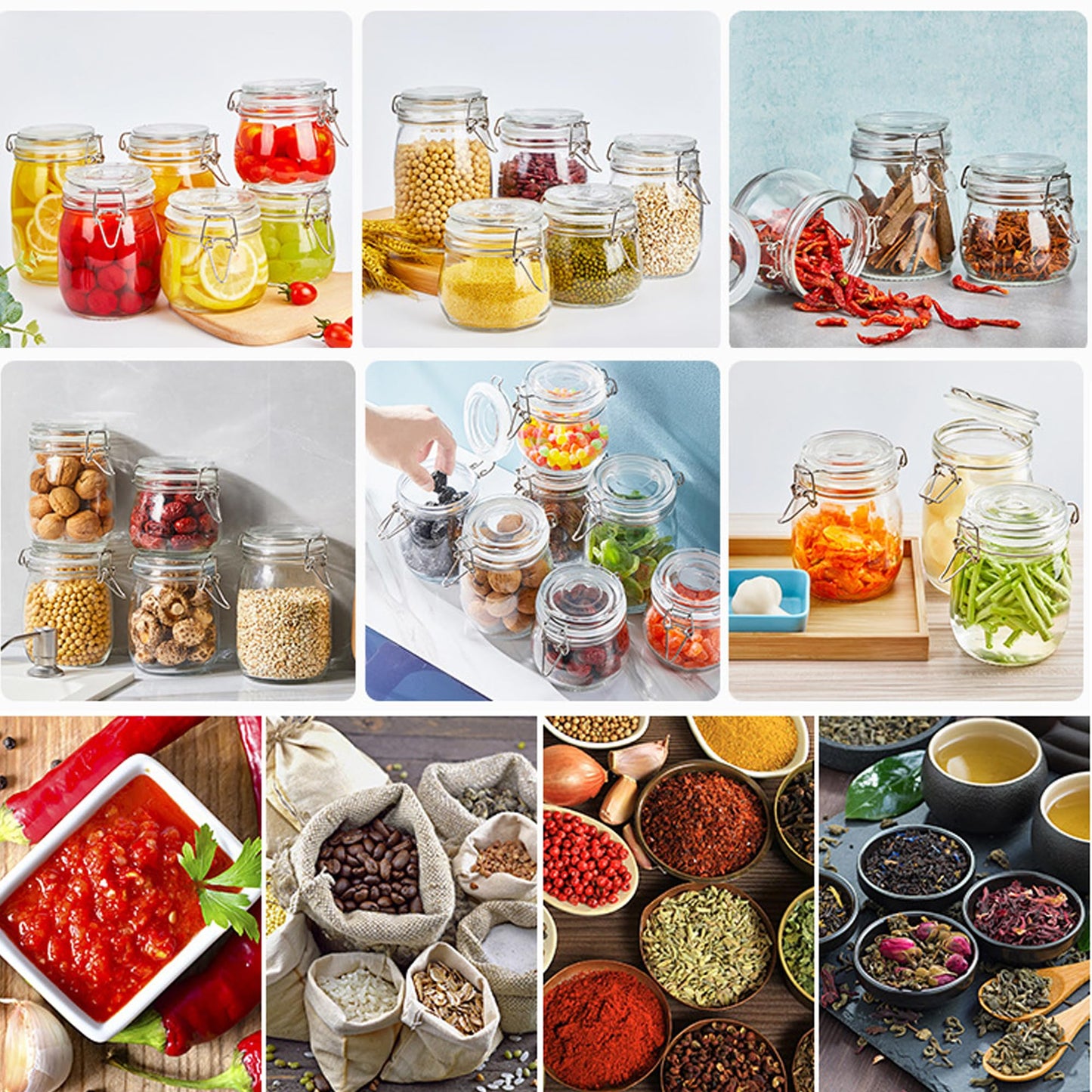 Glass Jars With Airtight Lid 16 Oz (Set Of 2) Wide Mouth Mason Glass Airtight Storage Canisters Leakproof For Coffee Sugar Nuts Spice Refrigerator Pickles & Preserves Tea For Fridge Kitchen Pantry