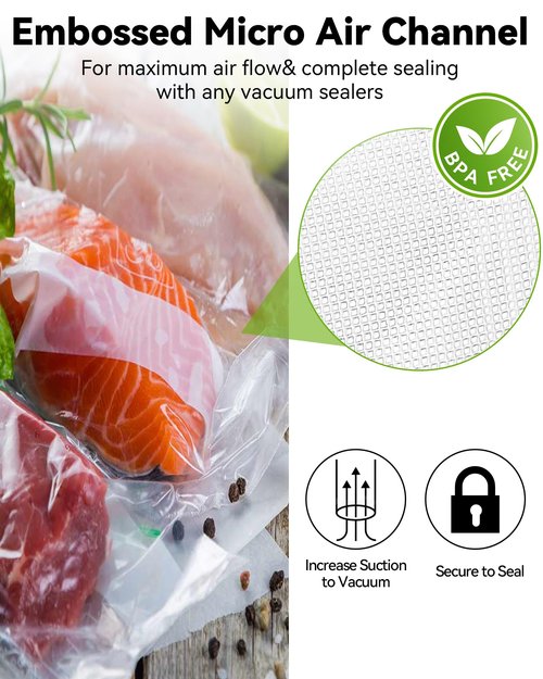 AENTGIU 400 Vacuum Sealer Storage Bags, 8x12 Inch Seal a Meal Bags, BPA Free Quart Bags, Compatible with All Heat Vacuum Sealers Machine, Heavy Duty, Great for vac storage, Meal Prep or Sous Vide