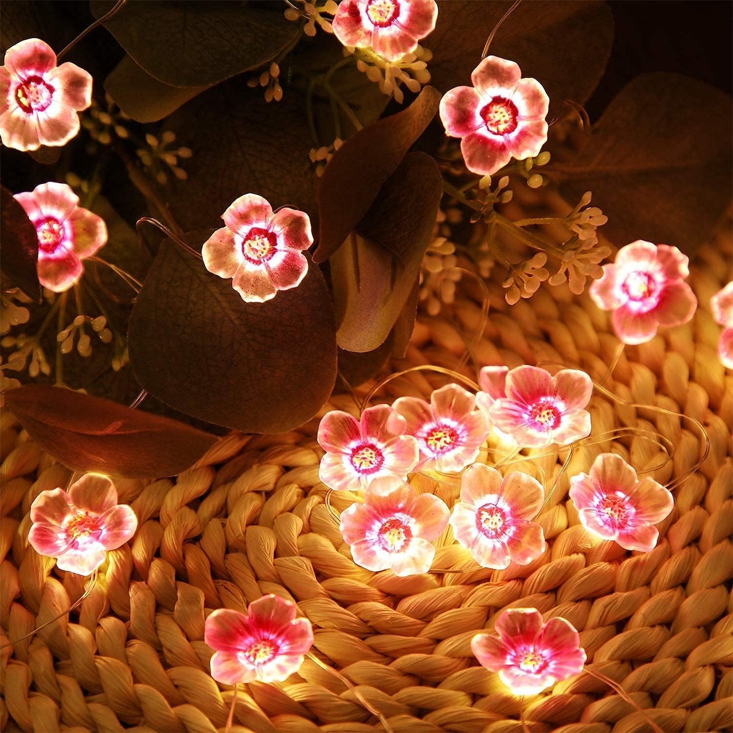 Mudder Cherry Blossom String Lights - 13 FT with 40 LEDs | Pink Fairy Lights for Indoor & Outdoor Decor