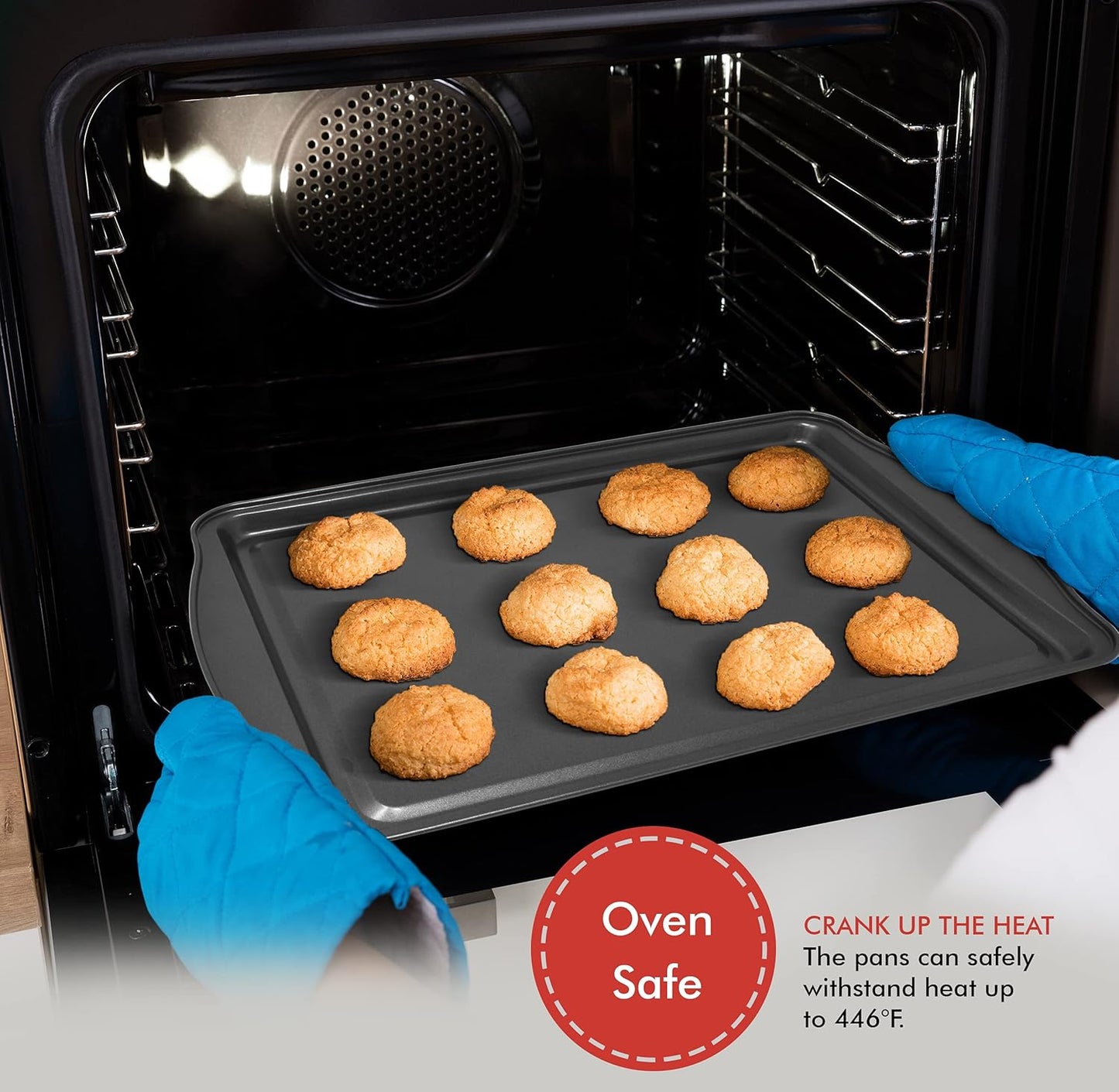 Perlli Non-Stick Baking Sheets - 3-Piece Carbon Steel Oven Tray Set | BPA-Free for Cakes & Cookies