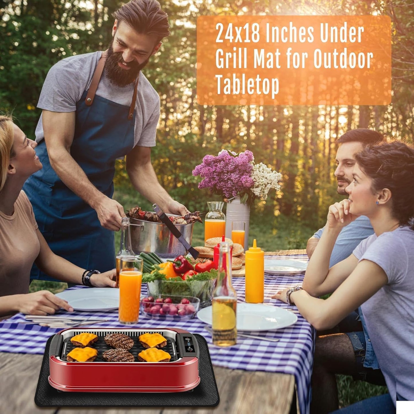 Skiennix Tabletop Grill Mat - Heat Resistant & Fireproof for Outdoor Use | 24 x 18 Inches