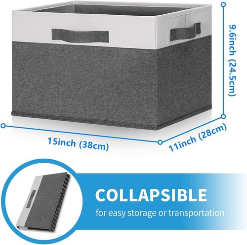 GhvyenntteS Large Fabric Storage Bins - Foldable Closet Organizers with 3 Handles | 15x11x9.6 Inch, 3 Pack