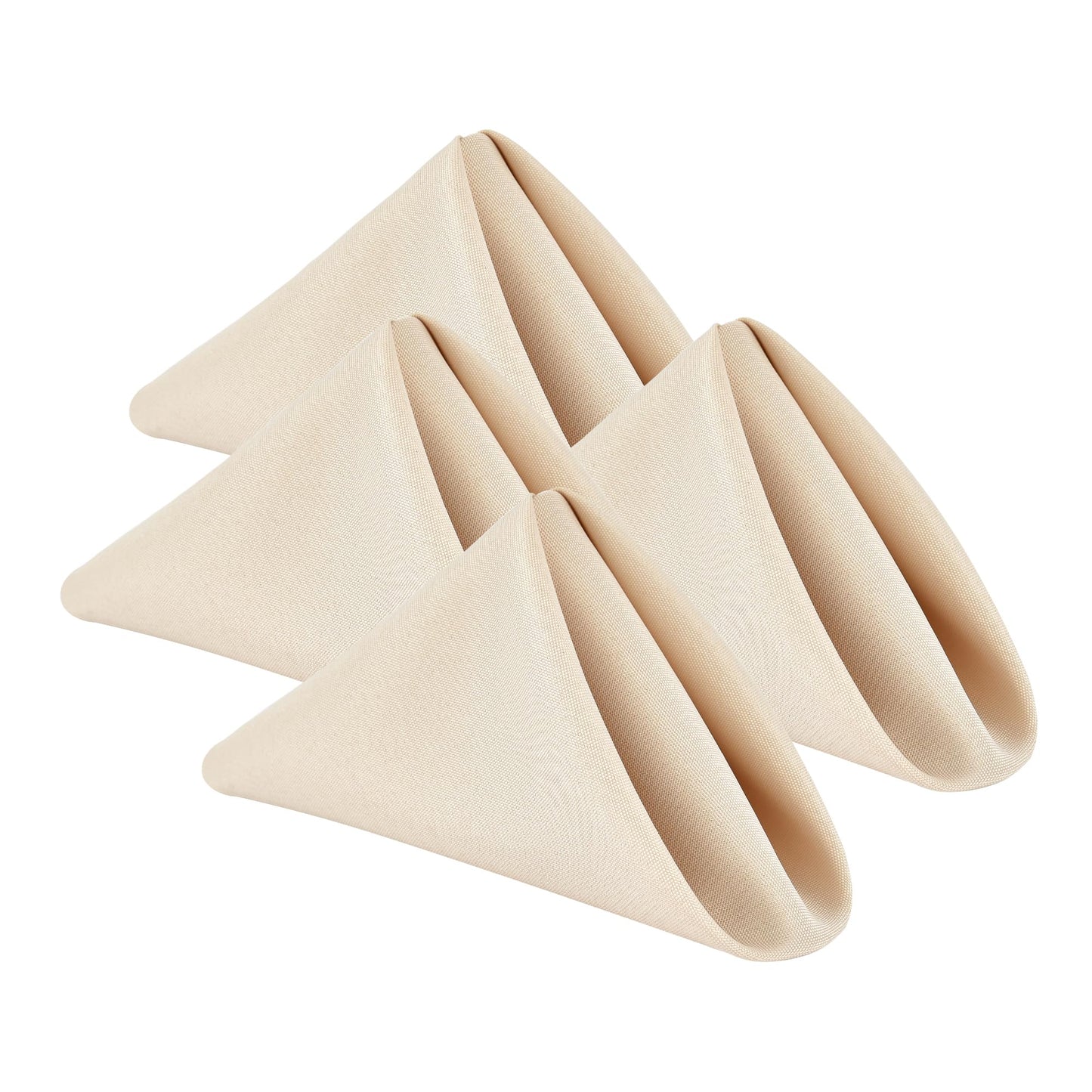 Wolkemer Set of 4 Beige Cloth Napkins 17 x 17 Inches Solid Washable Polyester Dinner Napkins with Hemmed Edges for Dinners Parties Weddings Banquets Events Table Decoration