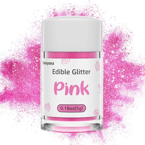 Edible Glitter,Drink Glitter Edible Dust, Edible Sparkles for Food Cupcakes,Cookies,Candy Sugar,Pops,Kosher Halal Certified Food Grade Coloring for Wines,Cocktails,Champagne,Beverages - Pink